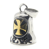 Guardian Bell - 'Golden Flaming Iron Cross' Biker Bell