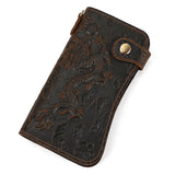 Biker Wallet - 100% Genuine Leather Brown Dragon Design