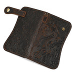 Biker Wallet - 100% Genuine Leather Brown Dragon Design