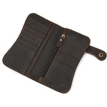 Biker Wallet - Card Holder Coin Zipper Pocket Brown Leather