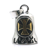 Guardian Bell - 'Golden Flaming Iron Cross' Biker Bell