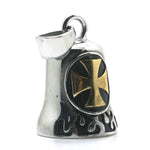 Guardian Bell - 'Golden Flaming Iron Cross' Biker Bell