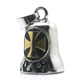 Guardian Bell - 'Golden Flaming Iron Cross' Biker Bell