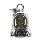 Guardian Bell - 'Golden Flaming Iron Cross' Biker Bell