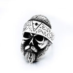 316L Stainless 'Hippy Biker Skull' Ring