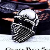 316L Stainless 'American Flag Skull' Biker Ring