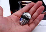 316L Stainless 'American Flag Skull' Biker Ring