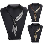 Vintage Alloy Feather Necklace