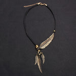 Vintage Alloy Feather Necklace