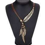 Vintage Alloy Feather Necklace