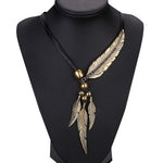 Vintage Alloy Feather Necklace