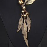 Vintage Alloy Feather Necklace