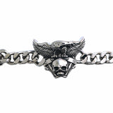 Stainless Steel 'American Eagle V-Twin' Biker Skull Bracelet