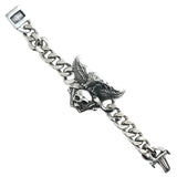 Stainless Steel 'American Eagle V-Twin' Biker Skull Bracelet