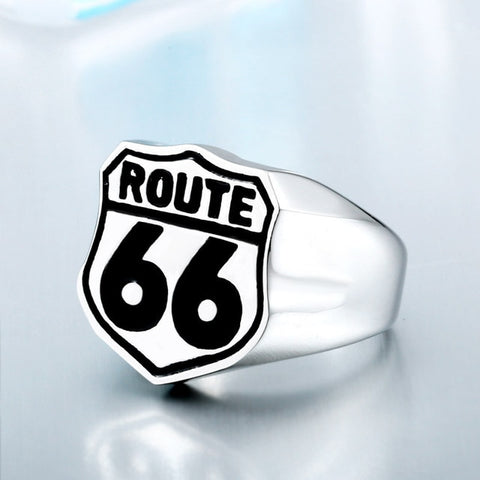 316L Stainless 'ROUTE 66' Biker Ring