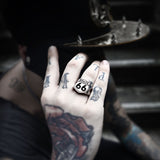 316L Stainless 'ROUTE 66' Biker Ring