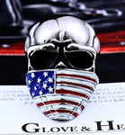 316L Stainless 'American Flag Skull' Biker Ring