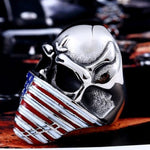 316L Stainless 'American Flag Skull' Biker Ring